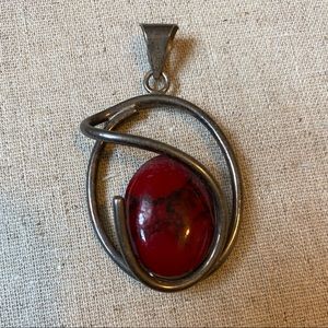 Statement Red and Silver Pendent